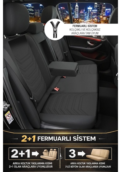 Titanyum Serisi Lüks Keten Oto Koltuk Kılıfı- Hyundai İ20-i30-accent-blue-era-getz Uyumlu Siyah