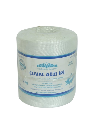 Gökpack Çuval Ağzı Ipi Yüzde 100 Fibrilizeli Naylon Ip Beyaz 1000