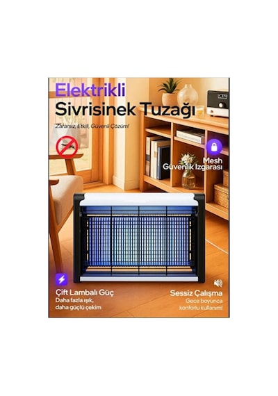 Aqm01 Çift Ampullü Elektrikli Sineklik Sivrisinek Kovucu Yakalama Cihazı 30 M² Etki Alanı Dış Mekan