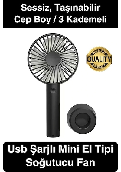 Taşınabilir El Tipi Usb Şarjlı 3 Kademeli Mini Pervane Serinletici Fan Soğutucu Sessiz Çalışabilen