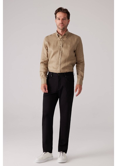 Erkek Siyah Ultra Esnek Rayon Karışımlı Kanvas Pantolon