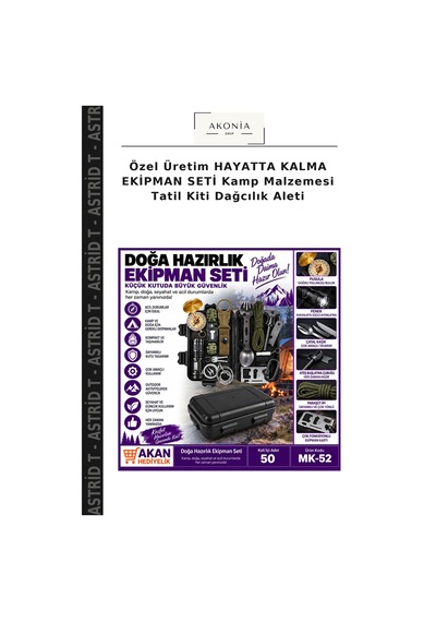 Özel Üretim Hayatta Kalma Ekipman Seti Kamp Malzemesi Tatil Kiti Dağcılık Aleti Çok Renkli