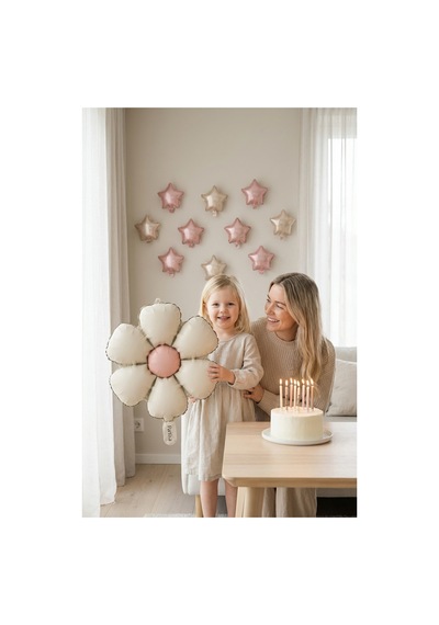 Papatya Mat Krem Retro Balon Stand Seti Şeffaf 7 Li Stand + Papatya Folyo Balon + 7 Lateks Balon