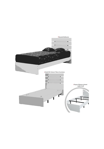 Pasifichome Huga Tek Kişilik Beyaz Ahşap Karyola Komodin Takım 100X200 Cm Pasifichome Huga Tek Kişilik Beyaz Ahşap Karyola Komodin Takım 100X200 Cm