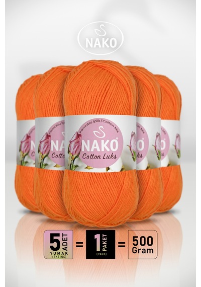 Cotton Lüks - 97552 Portakal - 5'li Paket - 100gr/330m - Pamuklu Hırka Yelek Amigurumi İpi