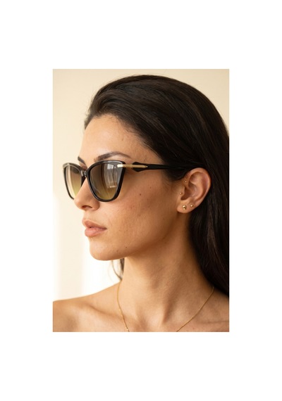Kadın Polarize Cat Eye Güneş Gözlüğü Kahverengi Uv400 Korumalı Siyah