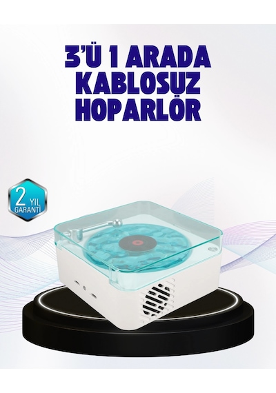 Dekoratif Gece Işıklı Bluetooth Hoparlör - Zaman Ve Pil Ekranlı