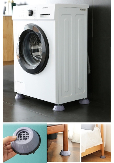 Çamaşır Ve Kurutma Makinesi Titreşim Önleyici Ayak Denge Ayağı 4 Adet Beyaz