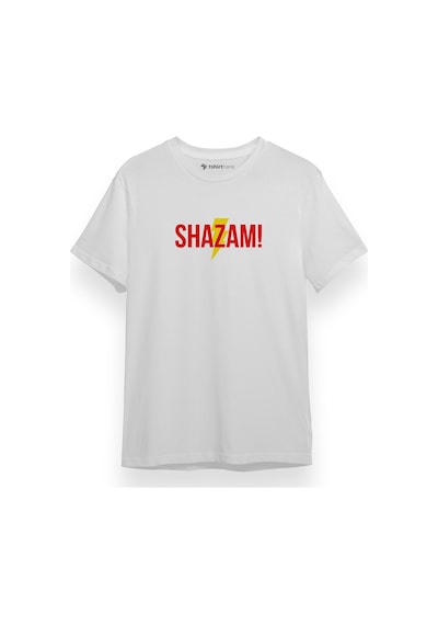 Shazam Lightning Logo Beyaz Kısa Kol Erkek Tshirt 001