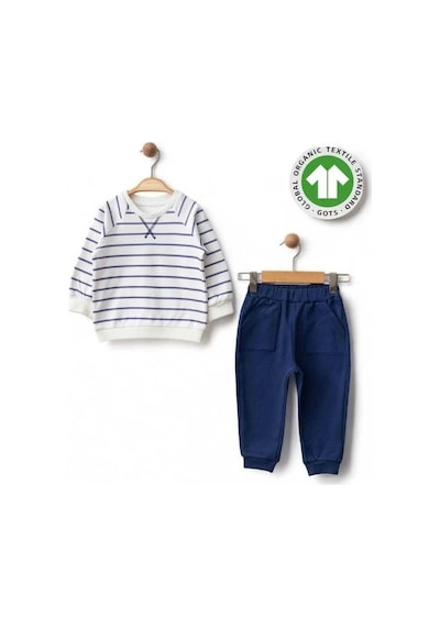 Zekids Erkek Bebek Çizgili Organik Eşofman Takım-15484 renkli