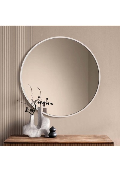 70x70 Yuvarlak Çerçeveli Dekor Aynası/banyo Aynası/dekoratif Makyaj Aynası Beyaz 70 X 70 Çok Renkli