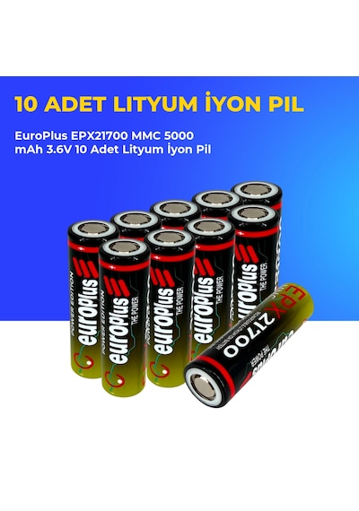 Europlus Epx21700 Mmc 5000 Mah 3.6v 10 Adet Lityum İyon Pil