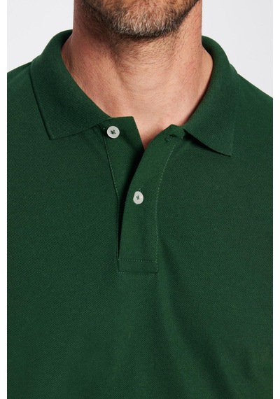 Tudors Erkek Slim Fit Dar Kesim Pamuklu Yumuşak Dokulu Serin Tutan Kumaş Düz Pike Haki Polo Yaka Tişört-31691 Haki