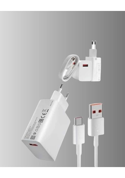 67w Süper Hızlı Şarj Adaptörü Ve Kablo Seti Güvenli, Kompakt Ve Ergonomik Tasarım Beyaz