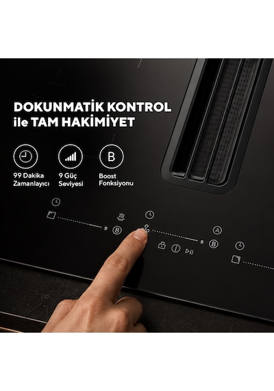 Kumtel HFLOW-6074 Davlumbaz Entegreli İndüksiyon Ocak