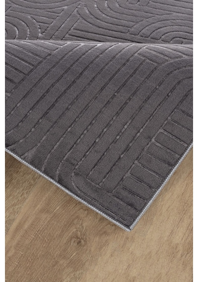Tropikal Home Bambu Dokulu Modern Desenli Kaymaz Taban Lüx Dört Mevsim Yıkanabilir Halı Yolluk Antrasit