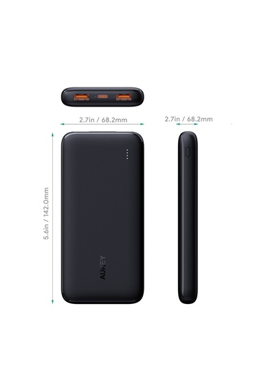Aukey Pb-n73-bk 15w 10000 Mah Type-c Slim Powerbank - Siyah