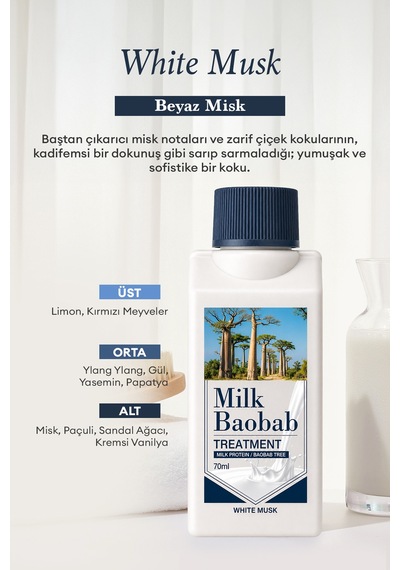 Yıpranmış Saçı Onaran Nemlendirici Saç Kremi Mılk Baobab Original Treatment White Musk 70ml
