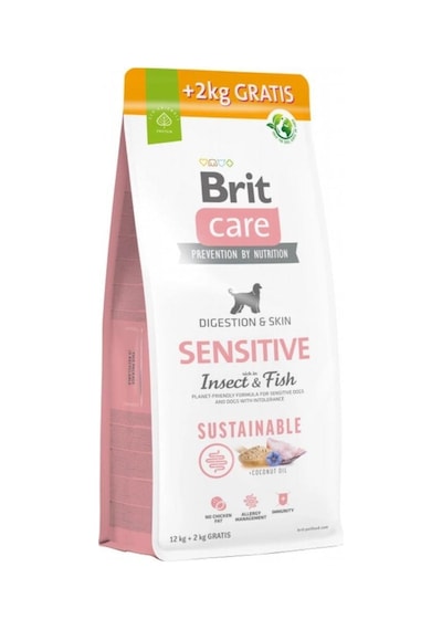 Brit Care Sensitive Digeston & Skin Balıklı Böcek Proteinli Yetişkin Köpek Maması 12 KG + 2 KG