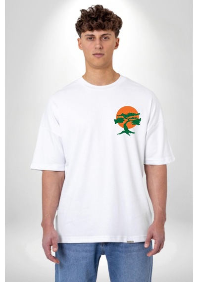Miyagi-do Karete Çocuk Logo Dizi Bonzai Ağaç Beyaz Oversize Unisex Ön Ve Sırt Baskılı Tişört Beyaz Miyagi-do Karete Çocuk Logo Dizi Bonzai Ağaç Beyaz Oversize Unisex Ön Ve Sırt Baskılı Tişört Beyaz