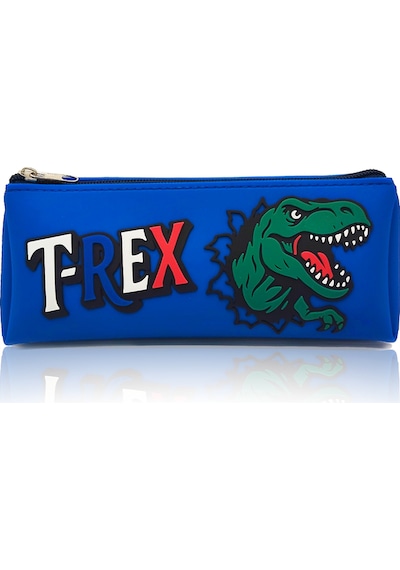 T-rex Tasarımlı Pvc Kalem Kutusu Dayanıklı Silikon Yapı, Çocuklar İçin Şık Ve Kullanışlı Saklama Kutusu, Çevre Dostu Ve Uzun Ömürlü Lacivert