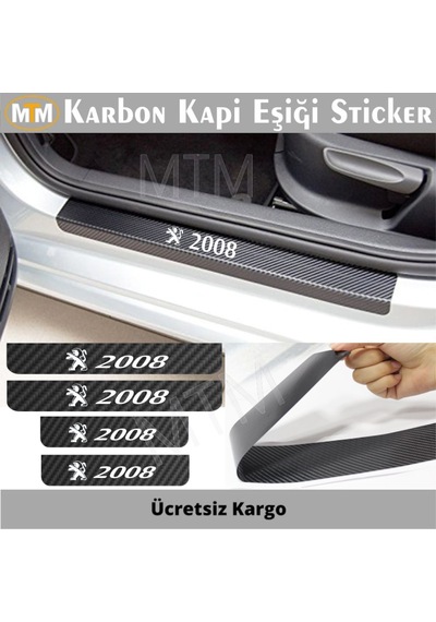 Peugeot 2008 Karbon Kapı Eşiği Sticker (4 Adet)