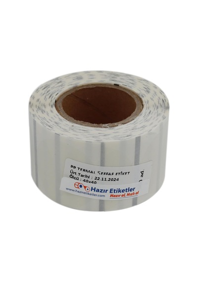 Pp Şeffaf Termal Rulo Etiket 40mm X 40mm Çap Ruloda 500 Adet Çok Renkli