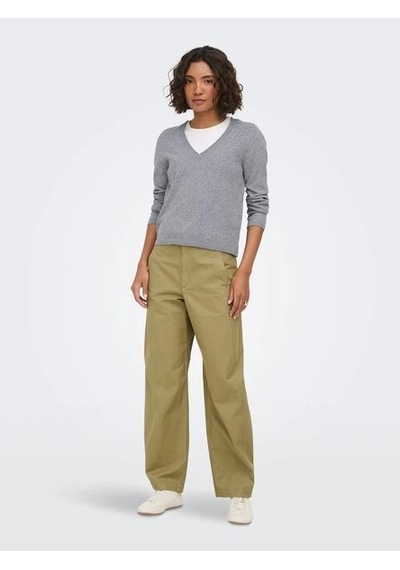 Only Onlloyal Ls V-neck Pullo Knt Noos Kadın Kazak 15368957 Gri