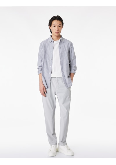 Koton Normal Bel Cepli Düğmeli Slim Fit Non Iron Esnek Kumaş Pantolon Taş 6sam40085hw