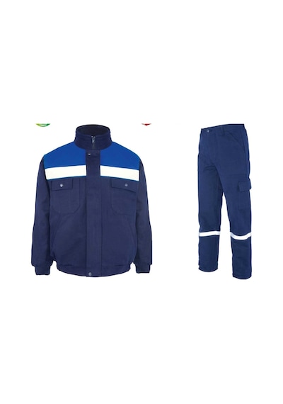 İş Takımı 7/7 Gabardin %100 Pamuk Kapitoneli Reflektörlü Lacivert
