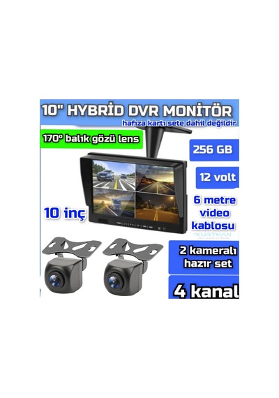 10 '' Hybrid Dvr Ekran 2 Ad 170'' Balık Gözü Geniş Açı Kamera