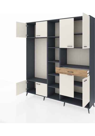 Hyperion Dolap 12 Raflı Tek Çekmeceli 8 Kapaklı 220x44x243 Antrasit-aytaşı/çam Çok Renkli Hyperion Dolap 12 Raflı Tek Çekmeceli 8 Kapaklı 220x44x243 Antrasit-aytaşı/çam Çok Renkli