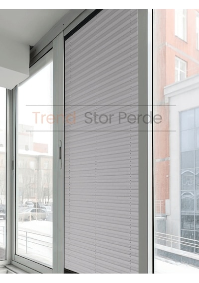 Koyu Gri Plise Katlanır Cam Balkon Perdesi - Ofis Perdesi - Salon Perdesi - 046 Koyu Gri