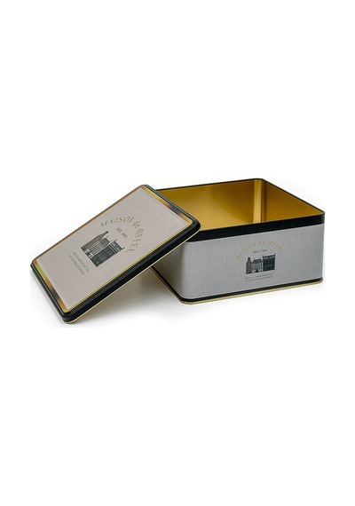 Azura Coffee Desenli Kare Metal Saklama Kabı 23.5 x 23.5 x 11 CM 5.8 L Çok Renkli