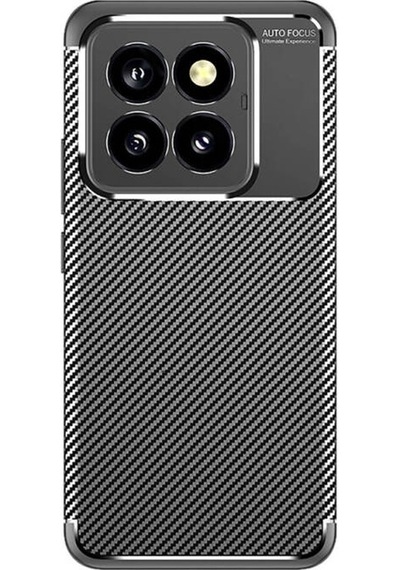 Apsuwa Xiaomi Mi 14 Pro Kılıf Negro Karbon Fiber Desen Silikon + Ekran Koruyucu Nano