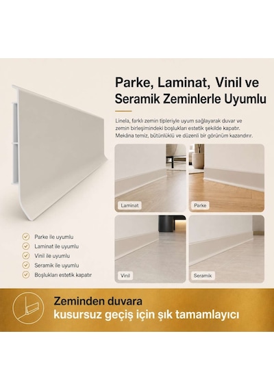 Linela Suya Dayanıklı Pvc Süpürgelik 8 Cm -kaşmir - Lnl416