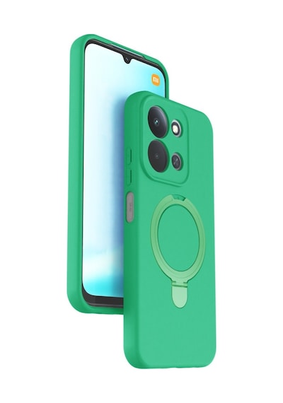 Xiaomi Redmi 15c 4g Kılıf M-safe Şarj Uyumlu Silikon Standlı Regal Kapak Yeşil