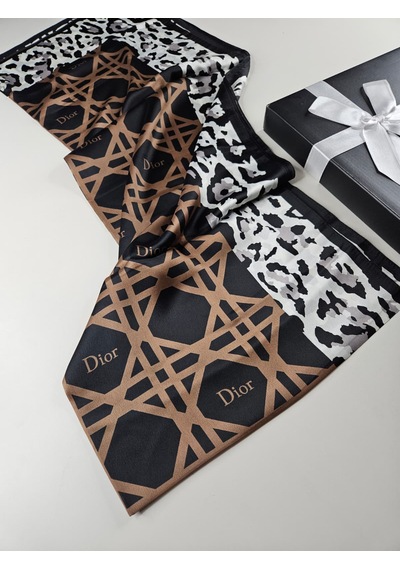Miorel Scarfs Leopar Tema Cd Tema Vual İpek Şal Aksesuar Fular Silk Scarfs Shawl Hijab Kahverengi