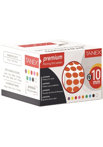 Tanex Nokta Etiketi 5000 Li Tekli Kutu 10 Mm Turuncu Çok Renkli