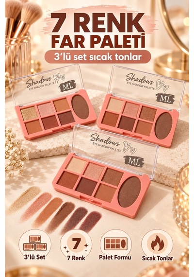 7 Renk Far Paleti - 3 Lü Set Çok Renkli
