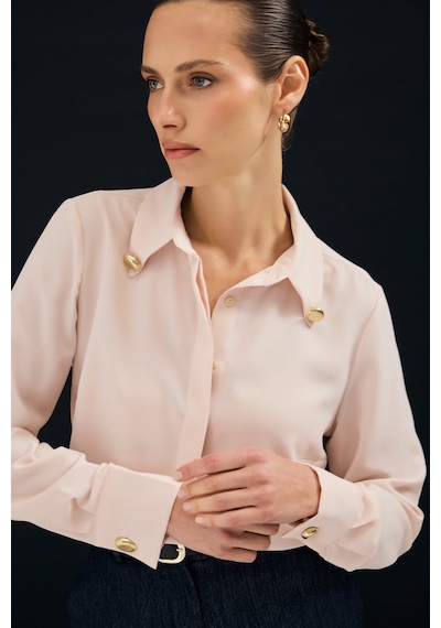 Sateen Lucy Gömlek - Pudra-137113