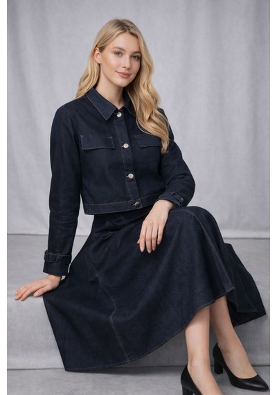 Hiramir Kadın İnce Denim Dokulu Ceketli Elbise Takım Yz2518 Laci