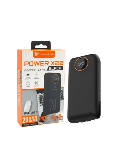Snapron Snp-3013 22.5w Pd 20.000mah Dahili Kablolu Ve Hızlı Şarjlı Powerbank siyah