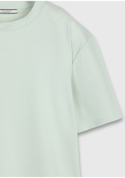 Ramsey Mint Düz Pamuk Karışımlı T-shirt