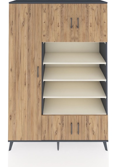 Hyperion Dolap 10 Raflı 5 Kapaklı 132x44x195 Antrasit-çam/aytaşı Antrasit