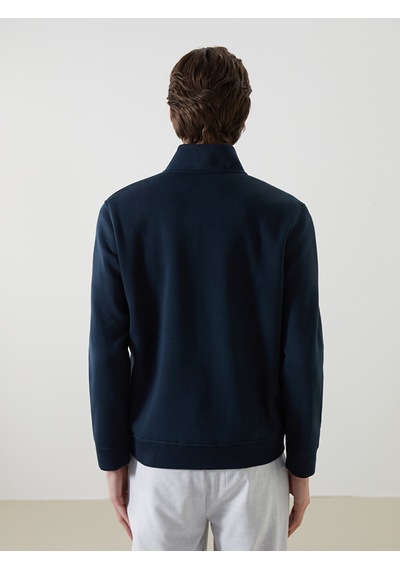 Lcw Vision Lacivert Dik Yaka Uzun Kollu Erkek Fermuarlı Sweatshirt
