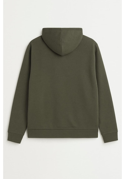 Erkek Fermuarlı Kapüşonlu Cepli Sweatshirt Haki