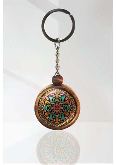Mandala Ahşap Anahtarlık Tek Ebat N11.3294