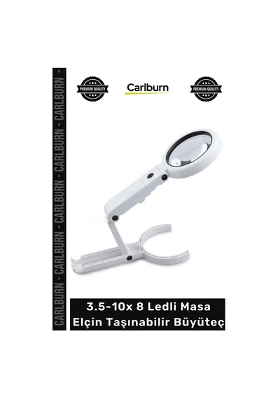 Büyüteç Işıklı Usb Şarj Edilebilir Katlanabilir 3.5-10x 8 Ledli Masa Elçin Taşınabilir Büyüteç