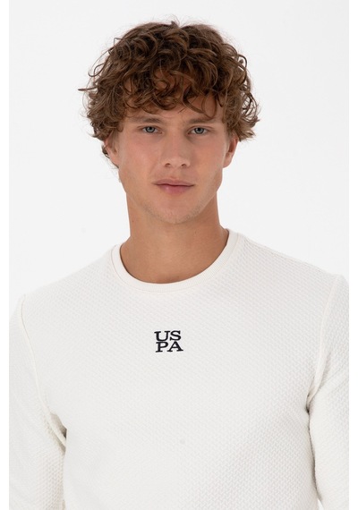 U.S. Polo Assn. Erkek Regular Fit Bisiklet Yaka Krem Sweatshirt 2237151